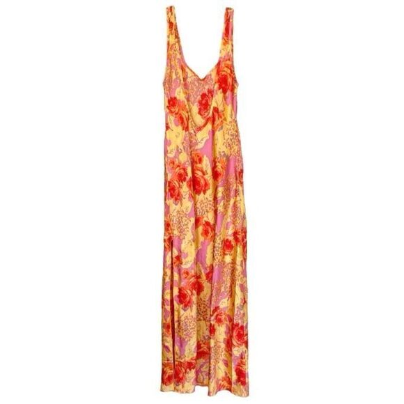 Free People Worth The Wait Floral Slip Thigh High Slit Maxi Dress NWT Size Small - Picture 4 of 8
